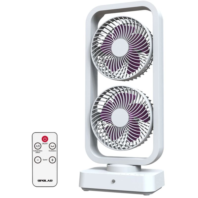 Photo 1 of OPOLAR Battery Operated Oscillating Tower Fan, 3 Speeds Dual Motor, WHITE