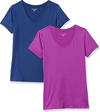 Photo 1 of Amazon Essentials Women's Tech Stretch Short-Sleeve V-Neck T-Shirt L 