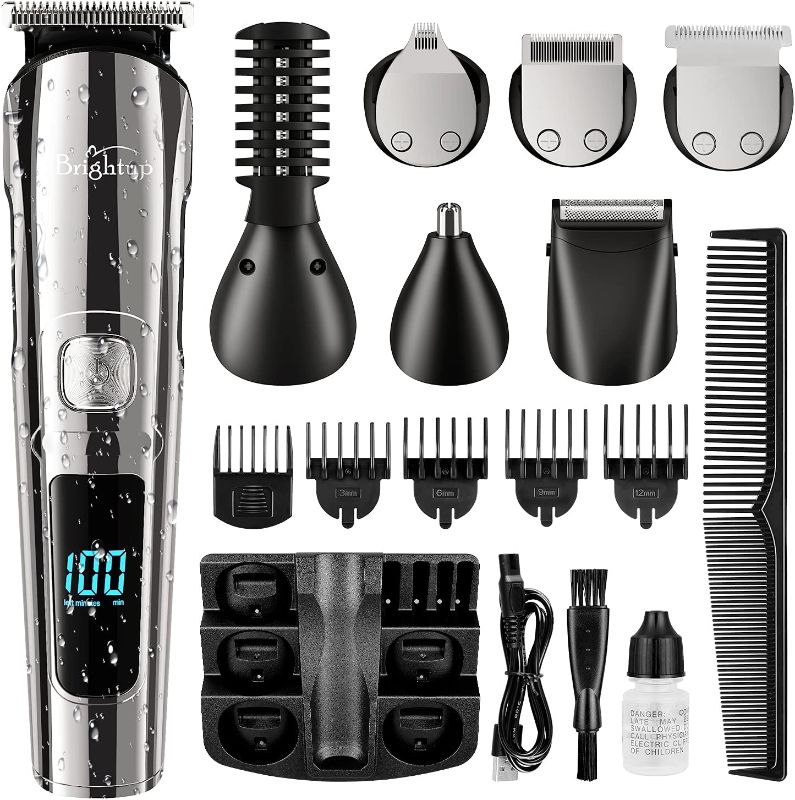 Photo 1 of Brightup Beard Trimmer for Men, Cordless Hair Clippers Hair Trimmer, IPX7 Waterproof Mustache Body Nose Ear Facial Cutting Shaver, Electric Razor All in 1 Grooming Kit, USB Rechargeable & LED Display
