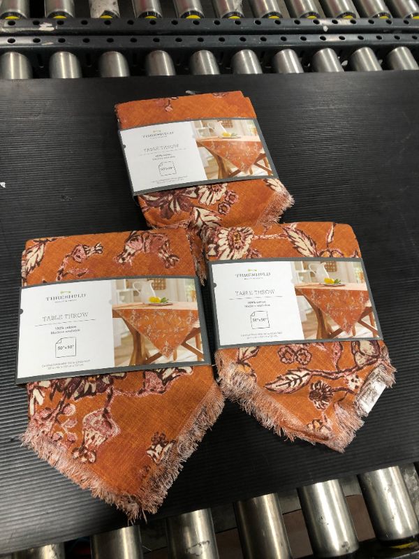 Photo 2 of 50" Cotton Flower Printed Table Throw Orange - Threshold™ - Set of 3
