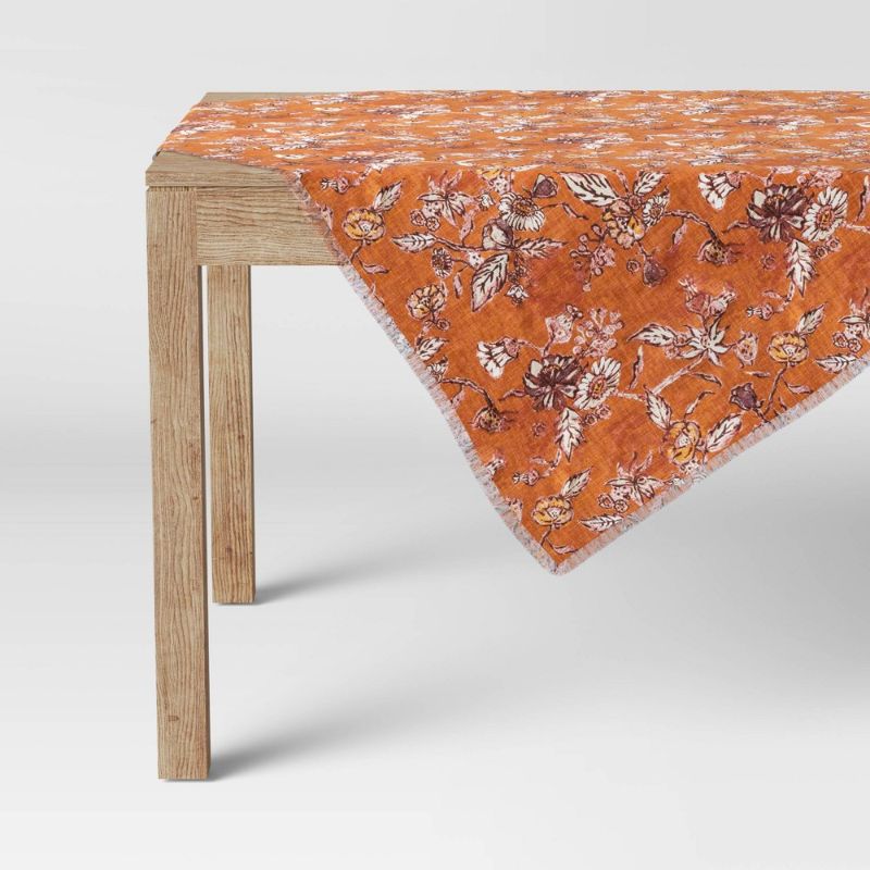 Photo 1 of 50" Cotton Flower Printed Table Throw Orange - Threshold™ - Set of 3
