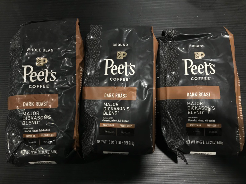 Photo 1 of 3 Pack of Peets Coffee Dark Roast 