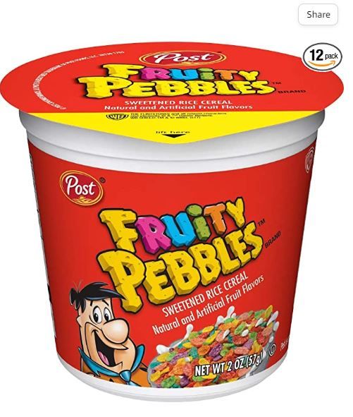 Photo 1 of 2 Pack of Post Fruity PEBBLES Breakfast Cereal, Portable Individual Cereal Cups To Go, Gluten Free Cereal 24ct 