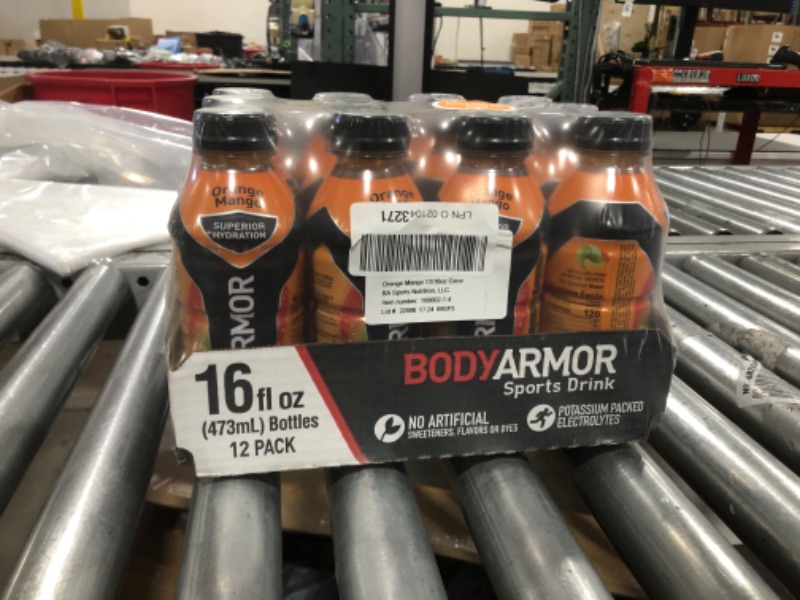 Photo 2 of 12 pack of Body Armor Super Drink, Orange Mango - 16 oz
exp 6/22