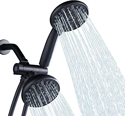 Photo 1 of ALEASHA High Pressure Shower Head,48 Functions Dual Rain Shower Head with Handheld, 2 in 1 Black Shower Head System with 59 Inch Hose, 3-Way Water Diverter (Dual Matte Black)