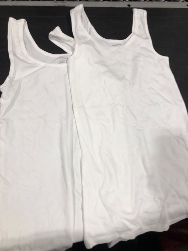 Photo 1 of 2 AMAZON ESSENTIALS WHITE TANK TOPS SIZE S 