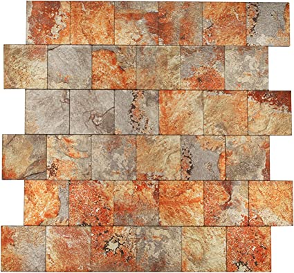 Photo 1 of Yipscazo Backsplash Peel and Stick Tile, Stick on Tile for Kitchen Backsplash, Bathroom Vanities, Fireplace Décor, Laundry Table(11.81" X 11.81", 5 Sheets,Red Rock)
