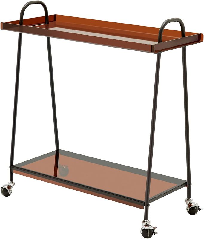 Photo 1 of 2 Tier Acrylic Home Bar Cart Multifunctional Kitchen Metal Mobile Service Wine Cart with Lockable Wheels Office Coffee Rolling Utility Cart(Mult)
