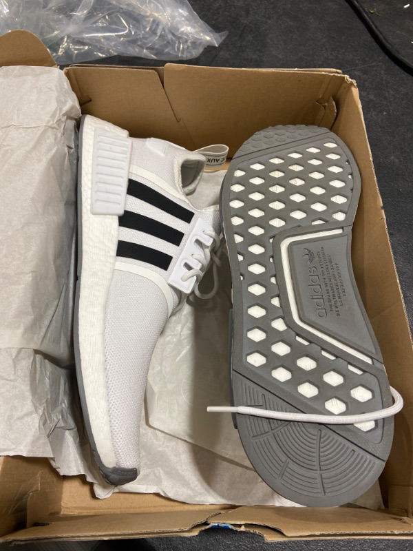 Photo 1 of adidas Originals mens Nmd_r1 Primeknit White/Black/Grey 11