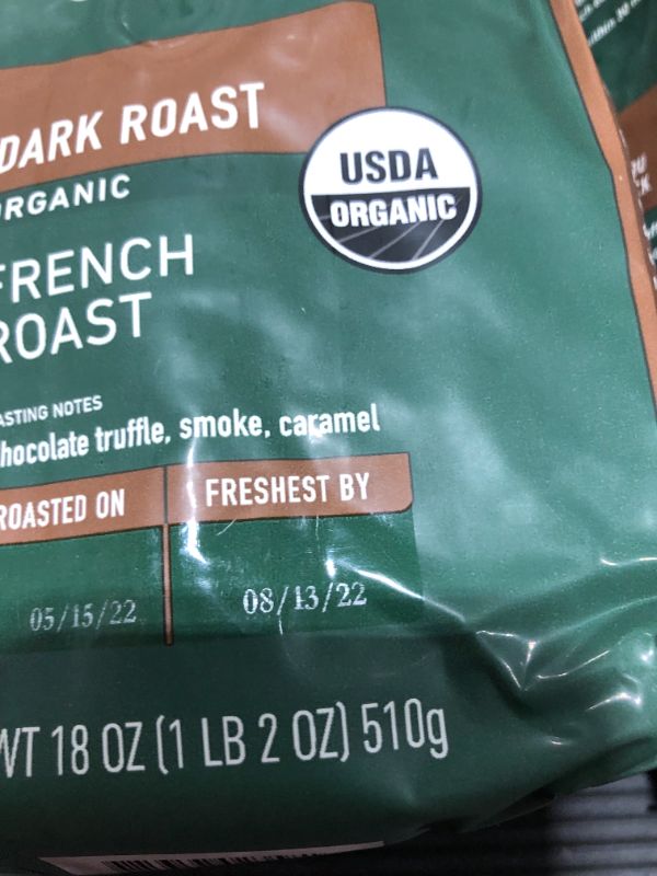 Photo 3 of bag of 2 Peet's Coffee, Dark Roast Ground Coffee - Organic French Roast 18 Ounce Bag, USDA Organic **expired 8/13/22**