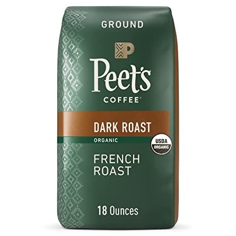 Photo 1 of bag of 2 Peet's Coffee, Dark Roast Ground Coffee - Organic French Roast 18 Ounce Bag, USDA Organic **expired 8/13/22**