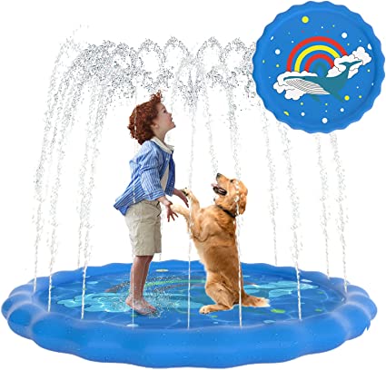 Photo 1 of BOTINDO Splash Pad, 68" Sprinkler for Kids Outdoor Water Toys Inflatable Sprinkler Mat Gifts for Boys Girls Children Outside Backyard Dog Sprinkler Pool 6pcs