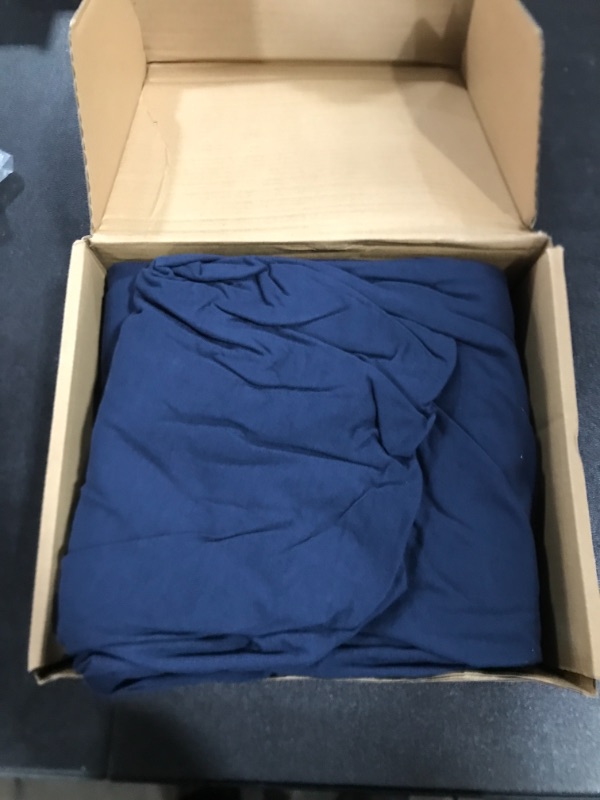 Photo 2 of Amazon Basics Cotton Jersey Bed Sheet Set - Twin XL, Navy Blue
