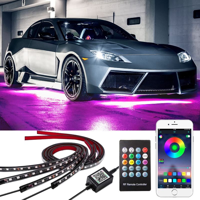 Photo 1 of Yielinth Car Underglow Lights,Smart Exterior Car Lights ,16 Million Colors Music Mode Neon Accent Lights Strip Kit,Waterproof underglow kit for car with APP & RF Remote Control ,DC 12V
