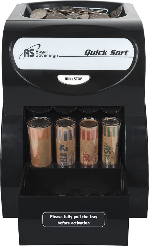 Photo 1 of Royal Sovereign Electric Coin Sorter, Patented Anti-Jam Technology, 1 Row of Coin Counting (QS-1AC),Black
