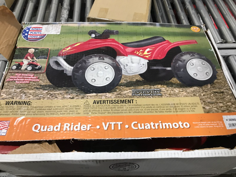 Photo 1 of American Plastic Toys Quad Rider Foot-to-Floor ATV, Fully Functional Steering, Rugged Off-Road Styling, Knobby Wheels, Sturdy, Green, Ages 18 Months+