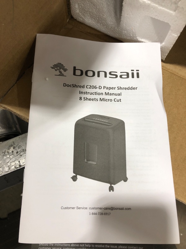 Photo 3 of bonsaii Shredder for Home Office, Micro Cut Paper and Credit Card Shredder, 8 Sheet Paper Shredder with 4 Gallons Transparent Window, Black (C206-D) 8 Sheet 5-Minute