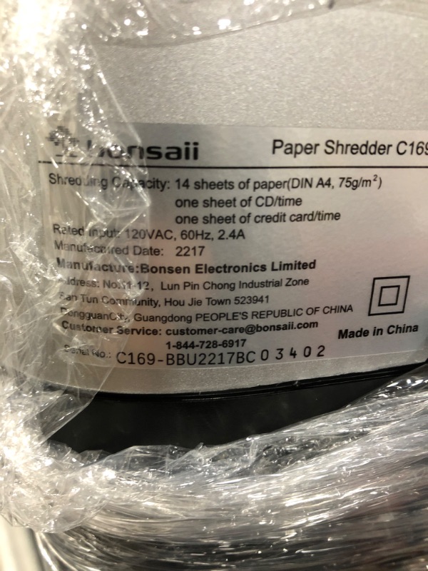 Photo 3 of Bonsaii 14-Sheet Office Paper Shredder, 40-Minute Home Office Heavy Duty Shredder, Cross Cut Shredder for Home Use, CDs, Mails, Staple, Clip, with 4 Casters (C169-B) 4 0 Minute - 14 Sheet