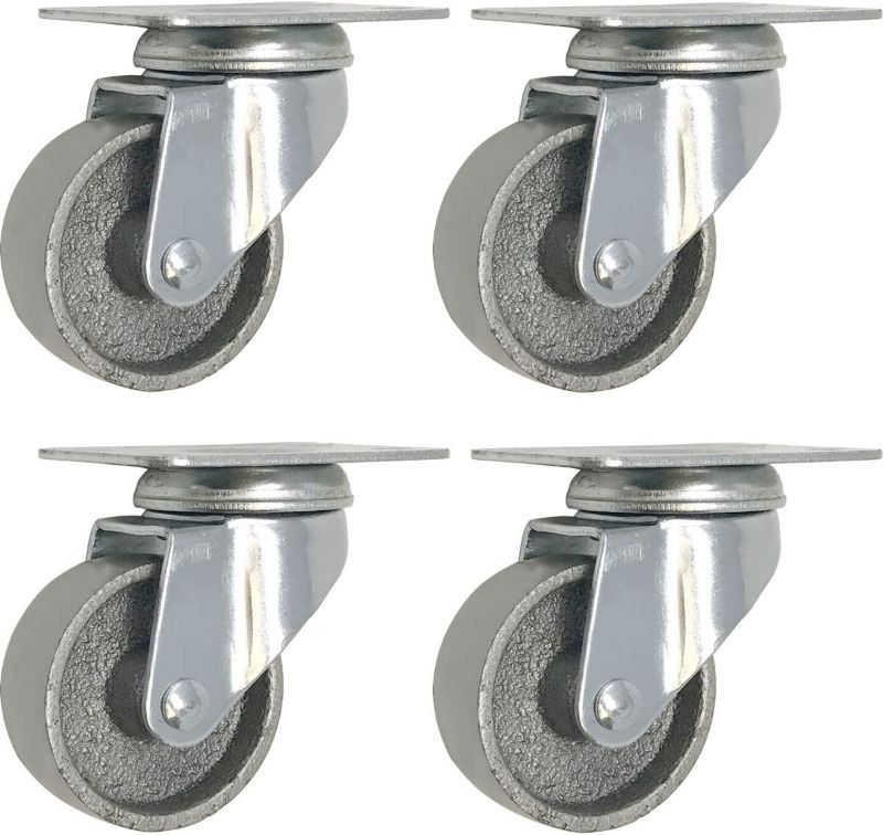 Photo 1 of 4 All Steel Swivel Plate Caster Wheels Heavy Duty High-gauge Steel Gray (2" METAL SWIVEL CASTER (GRAY) - No Brake)
