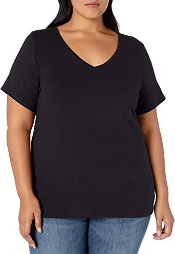 Photo 1 of Amazon Essentials Women's Plus Size Short-Sleeve V-Neck T-Shirt 2x
