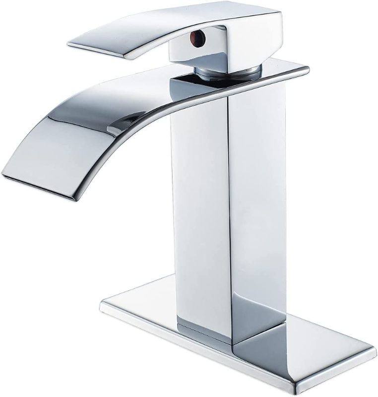 Photo 1 of VOTON Bathroom Faucet Chrome Faucet for Bathroom Sink Single Handle Single Hole Bathroom Sink Faucet 1 Hole with 3 Hole Deck Plate, Rv Lavatory Vessel Faucet
