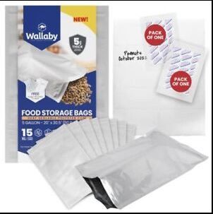 Photo 1 of 15x 5 Gallon Wallaby Mylar Bag Bundle - Silver 5 Mil With 20 Single Sealed & -