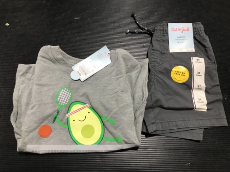 Photo 1 of  Cat & Jack™ Avocado Tennis Graphic Short Sleeve T-Shirt & Grey Shorts 2T