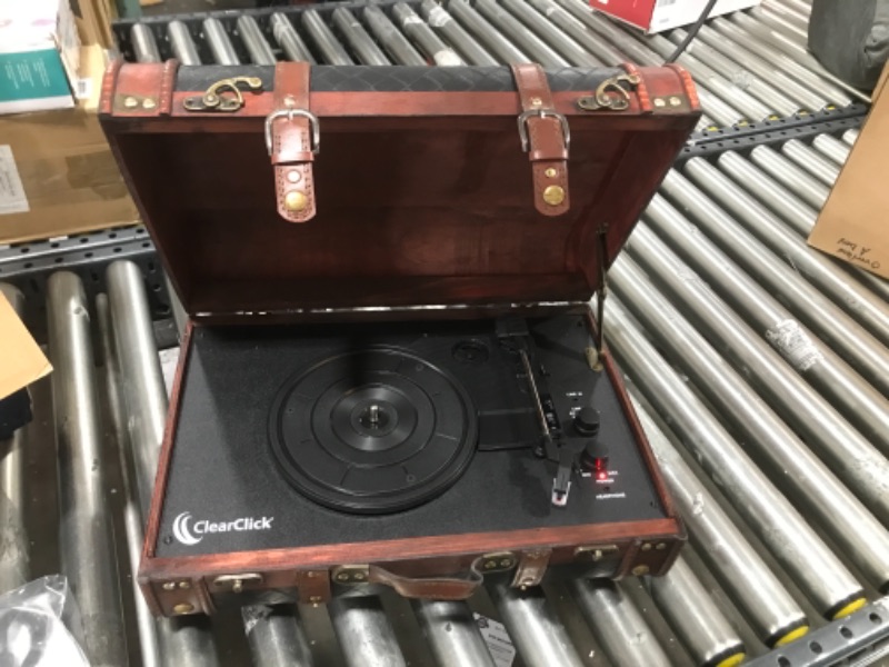 Photo 2 of ClearClick Vintage Suitcase Turntable with Bluetooth & USB - Classic Wooden Retro Style
