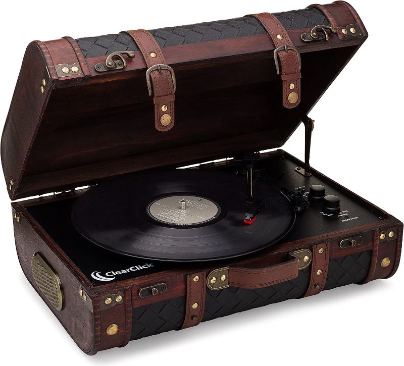 Photo 1 of ClearClick Vintage Suitcase Turntable with Bluetooth & USB - Classic Wooden Retro Style
