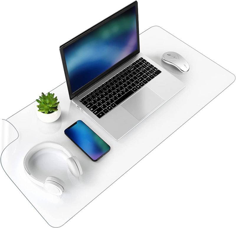 Photo 1 of Clear Writing Desk Pad,Non-Slip Waterproof PVC Table Protector,Heat Resistant Desk Protector Mat, Round Edge Plastic Desk Mat-(36”*20”) 