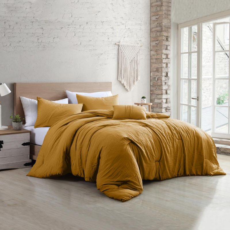 Photo 1 of  Modern Threads 4-Piece Garment-washed Comforter Set Beck Gold King 