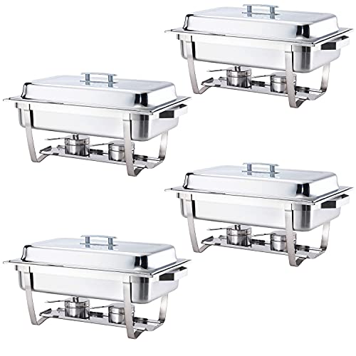 Photo 1 of  ALPHA LIVING 70014-GRAY 4 Pack 8QT Chafing Dish High Grade Stainless Steel Chafer Complete Set, 8 QT, Alpine Gray Handle 