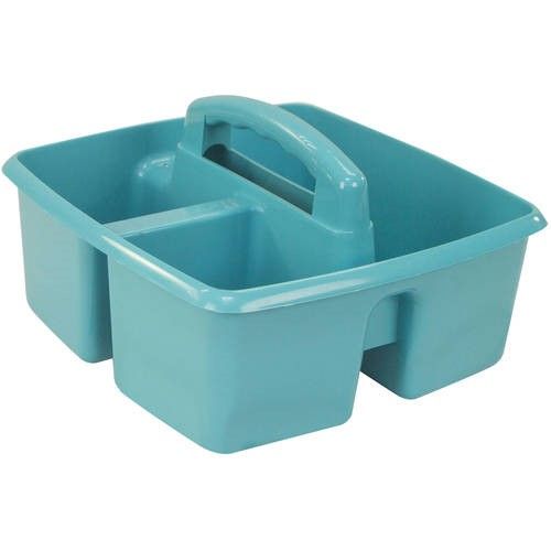 Photo 1 of  Storex Small Plastic Caddies, 5-1/4"H X 9-1/4"W X 9-1/4"D, Teal, Pack of 6 Caddies 