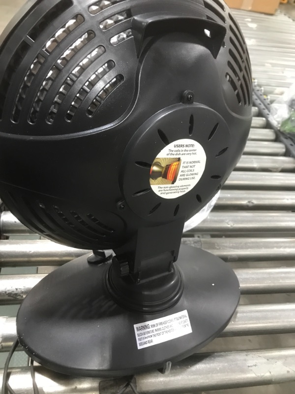 Photo 3 of Comfort Zone 700/1000-Watt Oscillating Parabolic Dish Radiant Electric Portable Space Heater Black
