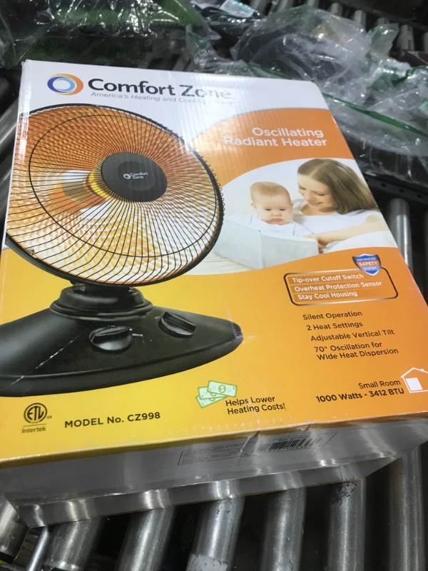 Photo 4 of Comfort Zone 700/1000-Watt Oscillating Parabolic Dish Radiant Electric Portable Space Heater Black
