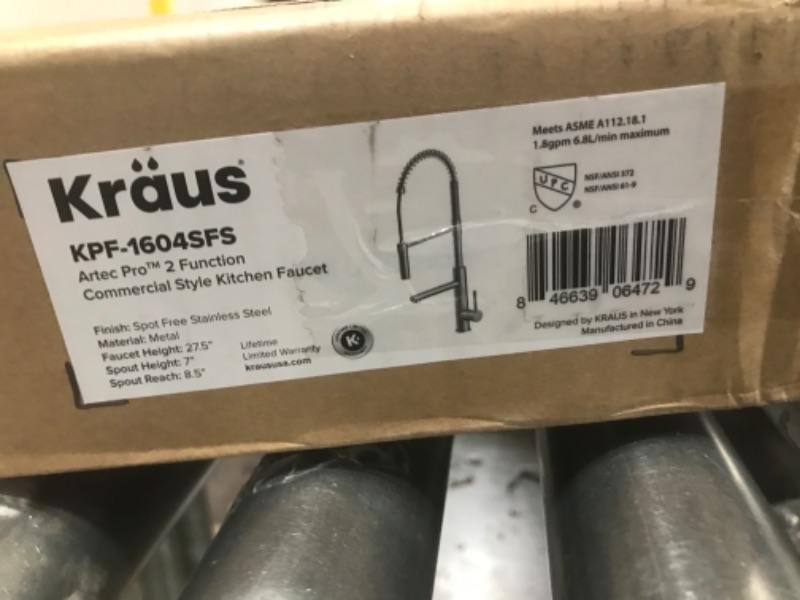 Photo 5 of  Kraus Artec Pro Commercial Style Pull-Down Single Handle Kitchen Faucet with Pot Filler in Spot Free Stainless Steel 