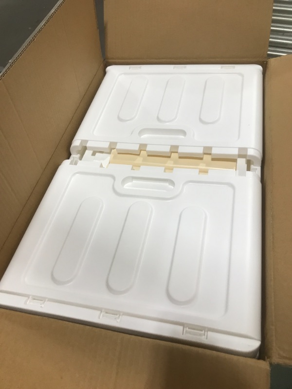 Photo 1 of Plastic Storage Bins with Lids-76 Qt Large Storage Bins with wheels,White Stackable Storage Bins with Open Front Door,Folding Storage Box,Cube Storage for Kitchen,Bedroom and Bathroom Organization 1 Pack 76Quart