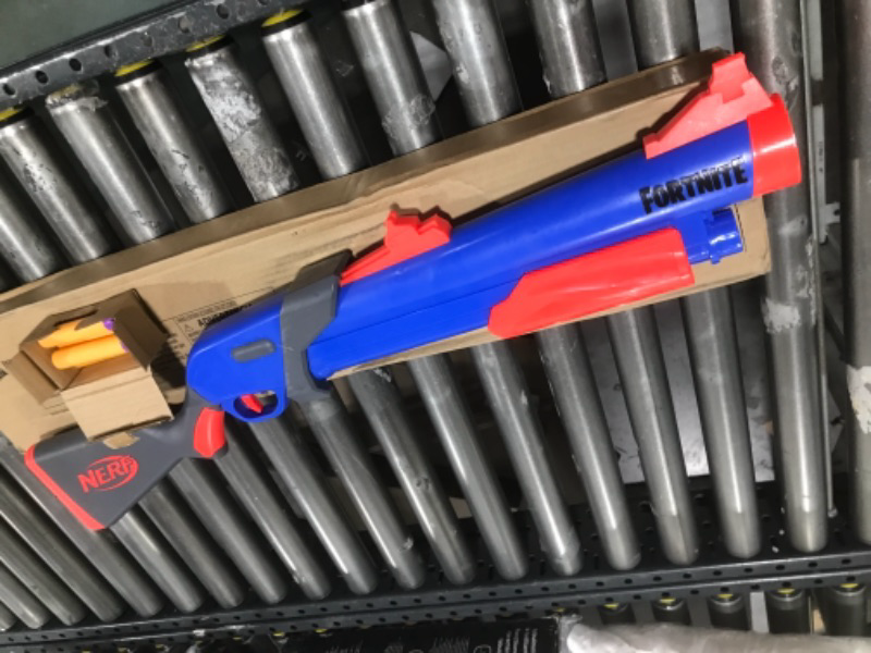 Photo 2 of NERF Fortnite Pump SG Blaster -- Pump Action Mega Dart Blasting -- Breech Load -- 4 Official Mega Darts -- for Youth, Teens, Adults , Blue,2.76 x 32.87 x 10.39 inches Convenient