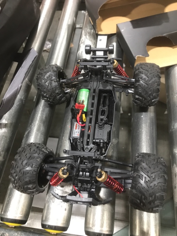 Photo 3 of BEZGAR HM164 Brushless Hobby Grade 1:16 Scale Remote Control Truck, 4WD High Speed 52+ kmh All Terrains Off Road RC Monster Vehicle Car Crawler with 3 Rechargeable Batteries for Boys Kids and Adults ---- FOR PARTS ONLY