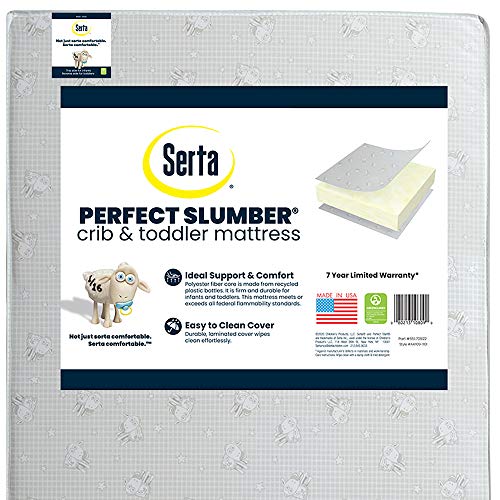 Photo 1 of  Serta Perfect Slumber Dual Sided Crib and Toddler Mattress - Waterproof - Hypoallergenic - Premium Sustainably Sourced Fiber Core -GREENGUARD Gold Certified (Non-Toxic) -- Made in USA 