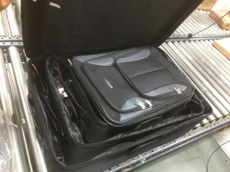 Photo 1 of  Rockland Journey Softside Upright Luggage Set, Black/Gray, 4-Piece (14/19/24/28) 