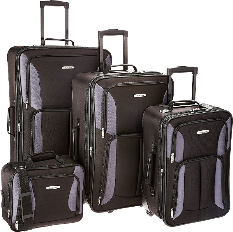 Photo 1 of  Rockland Journey Softside Upright Luggage Set, Black/Gray, 4-Piece (14/19/24/28) 