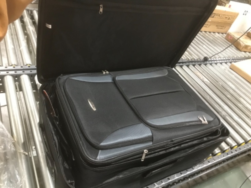 Photo 3 of  Rockland Journey Softside Upright Luggage Set, Black/Gray, 4-Piece (14/19/24/28) 