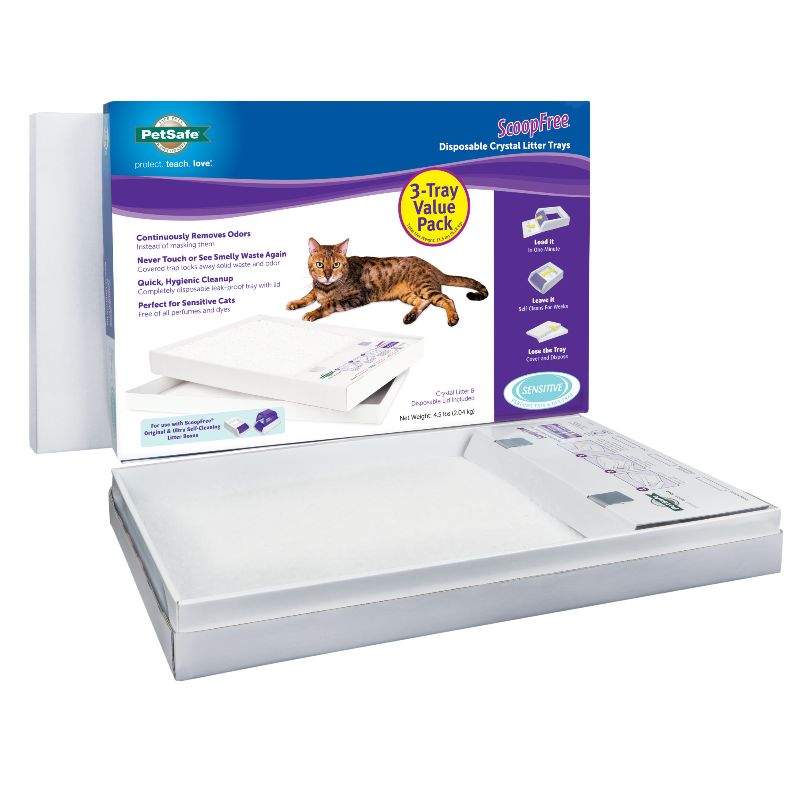 Photo 1 of  ScoopFree by PetSafe Pack 3 Cat Litter Box Tray Refills with Sensitive Non Clumping Crystals, 13.5 LBS 