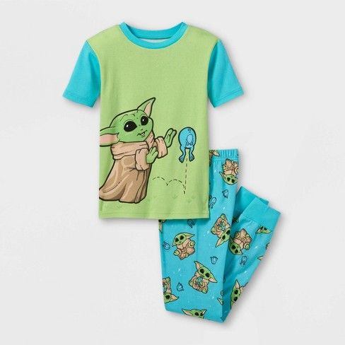 Photo 1 of Boys' Star Wars Baby Yoda 2pc Snug Fit Pajama Set - Green/blue, SIZE 2T