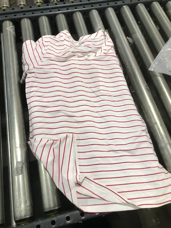 Photo 1 of Womens' (S) Striped White/Red Short Sleeve Shirt 