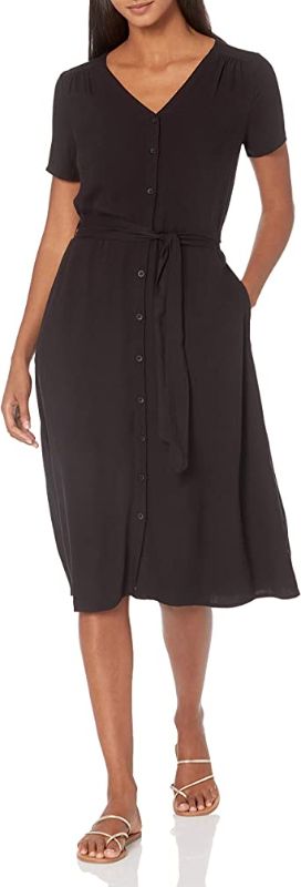 Photo 1 of Amazon Essentials Women's (XXL) Short-Sleeve Midi Button Front Tie Dress
