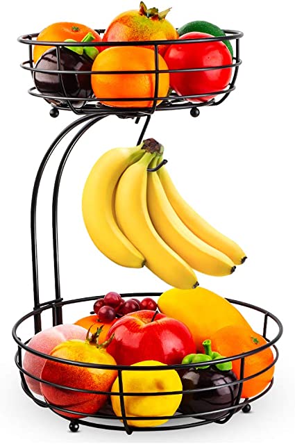 Photo 1 of 2 TIER METAL WIRE FRUIT BASKET BLACK