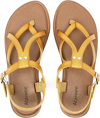 Photo 1 of Ataiwee Women's Flat Sandals - Double Bands Cross Front Strappy Slip on Spring Summer Shoes SIZE 8