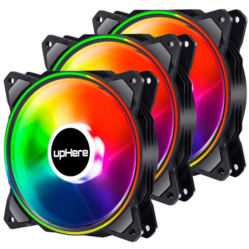 Photo 1 of uphere 120mm 3-Pack Colorful LED Long Life Computer Case Fan Cooling Case Fan for Computer Cases Cooling,DP12CF3
